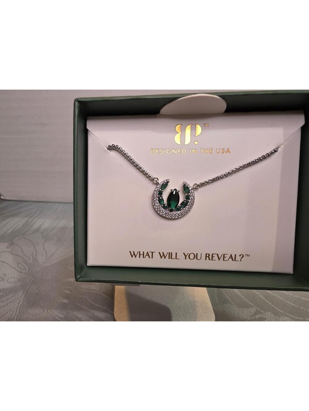 A Queen's Statement Lab-Created Emerald Necklace Rhodium Plating